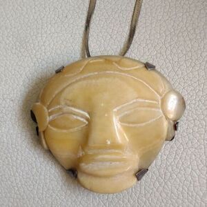 Mayan soapstone and sterling silver necklace .‎